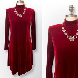 Vintage Red Velvet Dress M 90's y2k